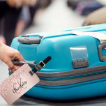 Rose gold drips custom monogram name luggage tag<br><div class="desc">A rose gold background decorated with drips,  paint dripping look.  Personalize and add a name,  your monogram initials. Your contact information on the back.</div>