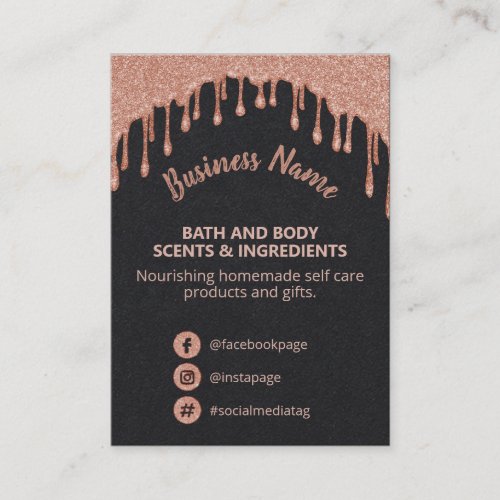 Rose Gold Drips Homemade Bath Body Ingredient List Business Card