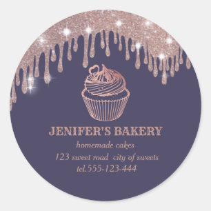 Rose gold drips Homemade cupcakes and sweets Class Classic Round Sticker