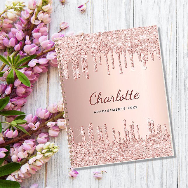 Rose gold drips monogram name 2026 planner (Creator Uploaded)