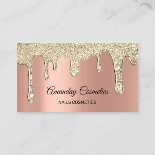 Rose Gold Drips Nails Wax Makeup Copper Lashes Business Card