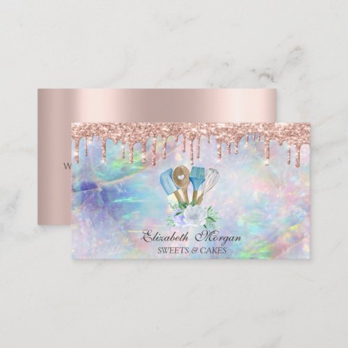 Rose Gold Drips Opal Bakery Hand Tools Business Card