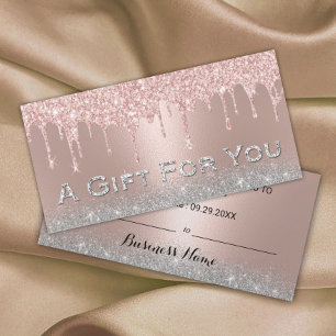 Rose Gold Drips Silver Glitter Gift Certificates