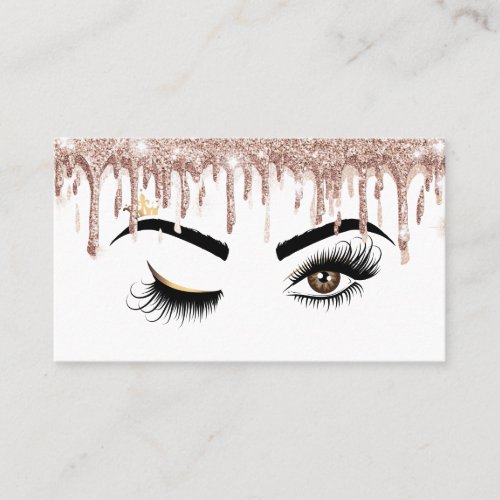 Rose Gold Drips Sparkle Lashes Wink Eye Makeup Business Card