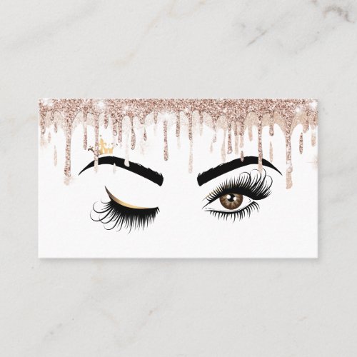 Rose Gold Drips Sparkle Lashes Wink Eye Makeup Business Card