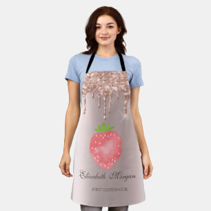 Rose Gold Drips Strawberry Apron