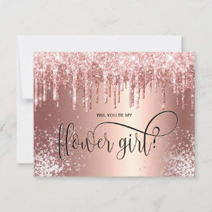 Rose gold drips will you be my flower girl? invitation