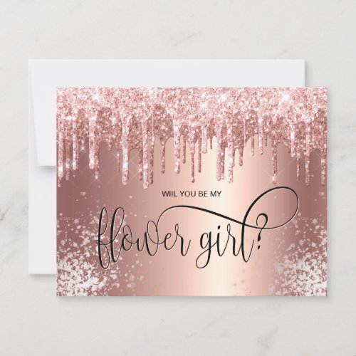 Rose gold drips will you be my flower girl invitation