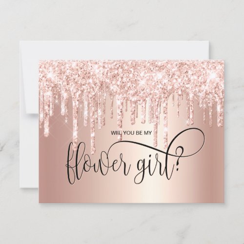 Rose gold drips will you be my flower girl invitation