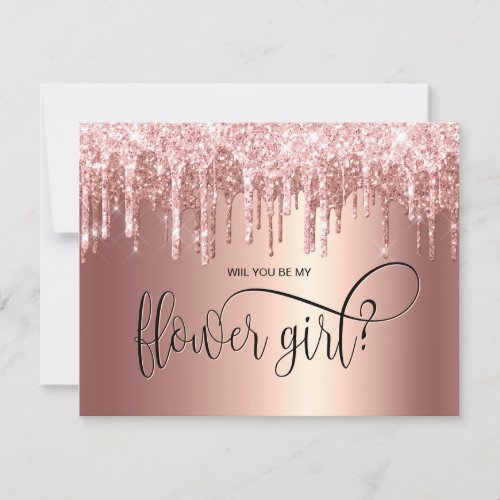 Rose gold drips will you be my flower girl invitation