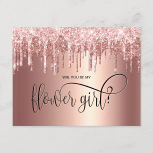 Rose gold drips will you be my flower girl? invitation
