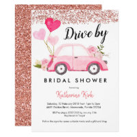 Rose Gold Drive by Bridal Shower Invitation