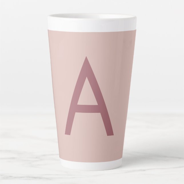 Rose Gold Dust Modern Monogram Initial Letter Latte Mug (Front)