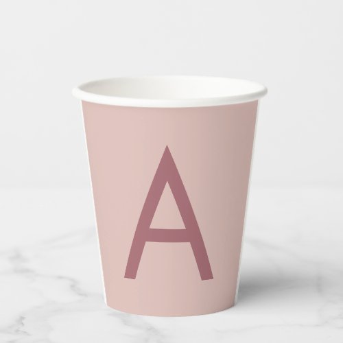 Rose Gold Dust Modern Monogram Initial Letter Paper Cups
