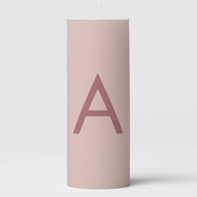 Rose Gold Dust Modern Monogram Initial Letter Pillar Candle (Front)