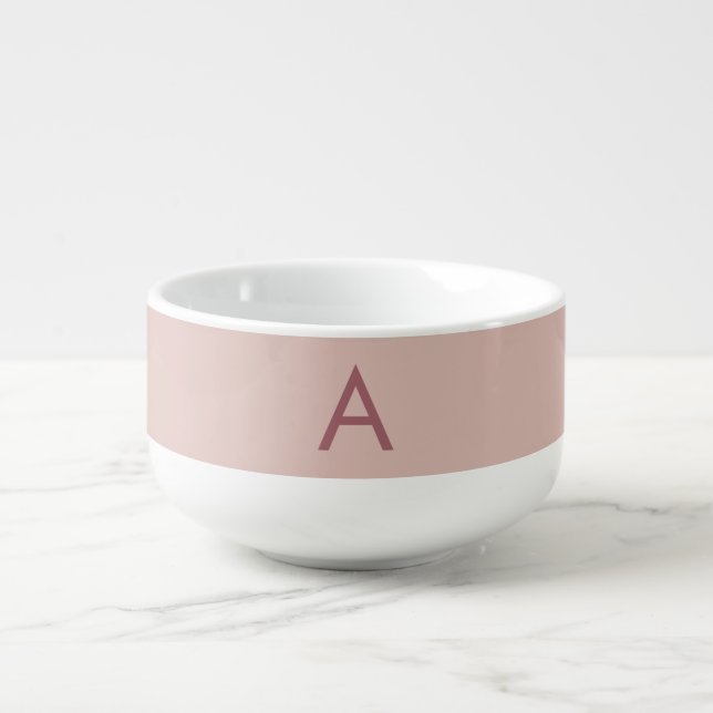 Rose Gold Dust Modern Monogram Initial Letter Soup Mug (Front)