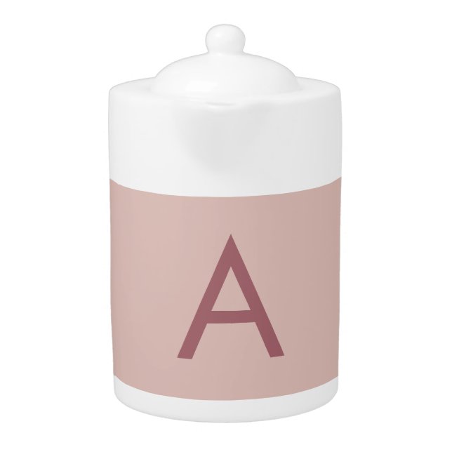 Rose Gold Dust Modern Monogram Initial Letter Teapot (Front)