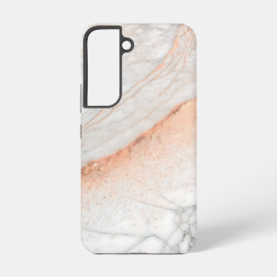 Rose Gold Dust on White Marble Samsung Galaxy S22 Case