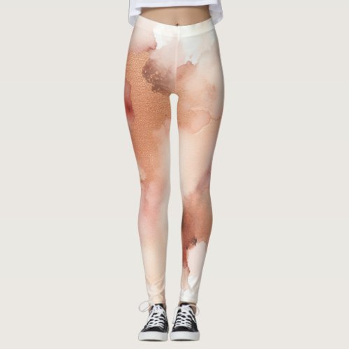 Rose Gold Dust Watercolor Cloth Leggings