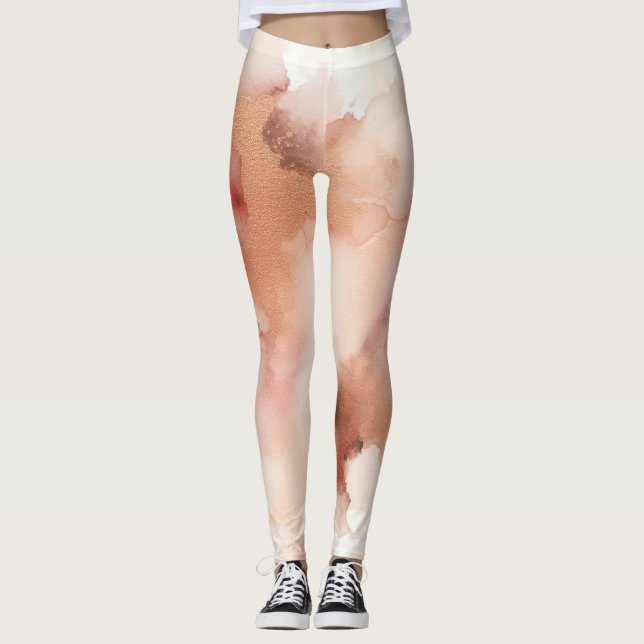 Rose Gold Dust Watercolor Cloth Leggings (Front)