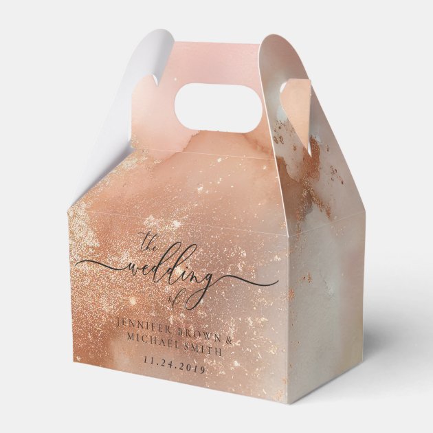 Rose Gold Dust Watercolor Gift Favor Boxes