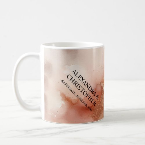 Rose Gold Dust Watercolor Wedding Day Coffee Mug