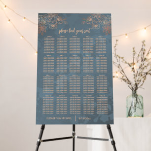Rose Gold Dusty Blue Floral Seating Chart Foam Board