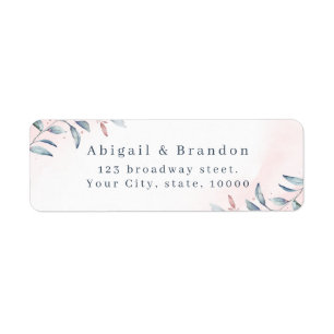 Rose Gold Dusty Blue Greenery Return Address Label