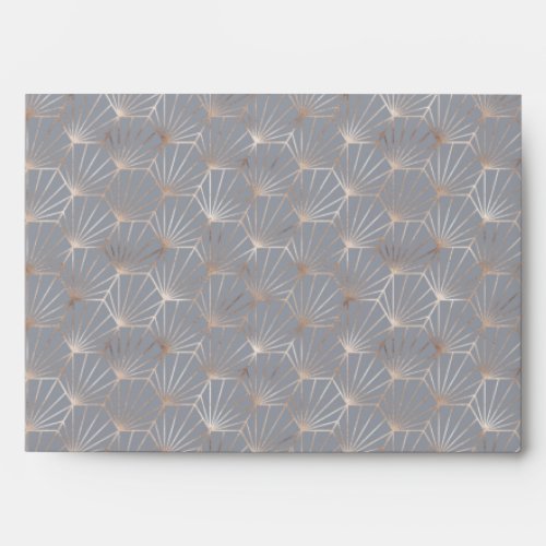 Rose Gold Dusty Grey Art Deco Invitation Matching  Envelope