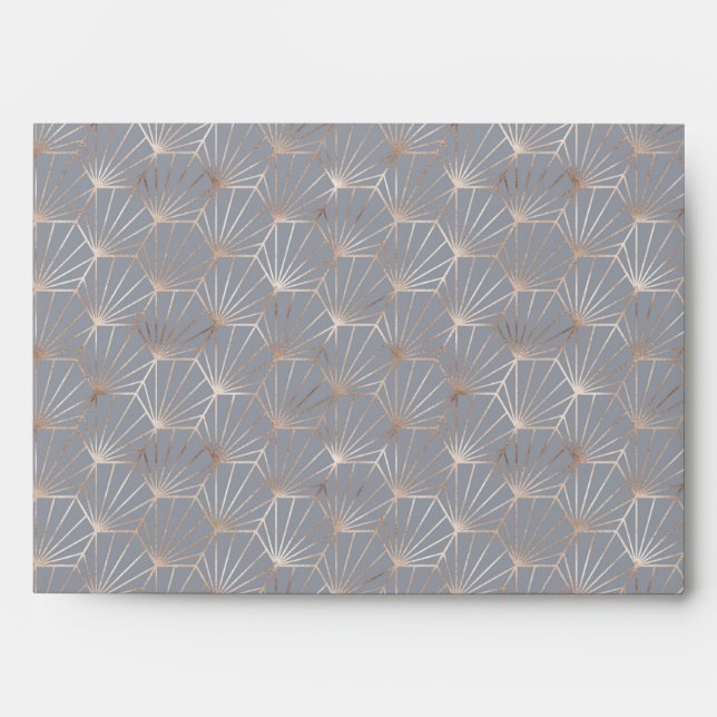 Rose Gold Dusty Grey Art Deco Invitation Matching  Envelope (Front)