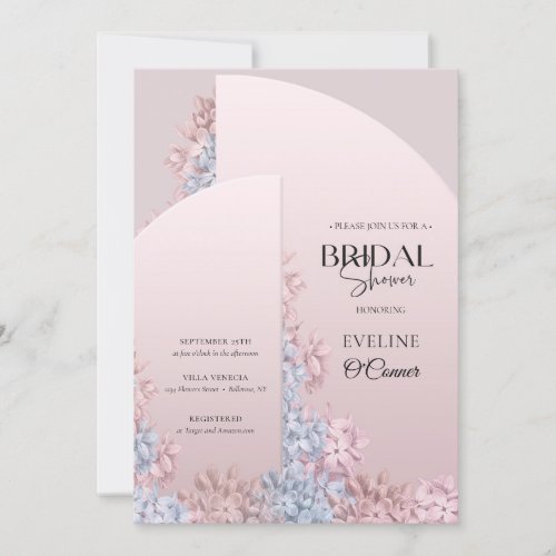 Rose gold dusty pink dusty blue spring Bridal  Invitation