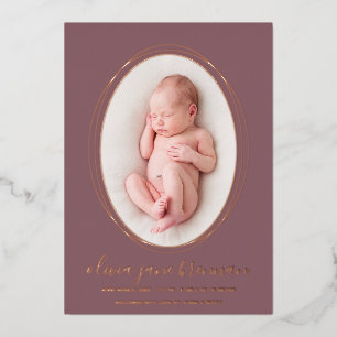 Rose Gold Dusty Rose Birth Announcement