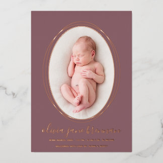 Rose Gold Dusty Rose Birth Announcement
