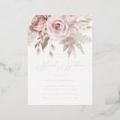 Rose Gold, Dusty Rose & Blush Floral Sweet 16 Foil Invitation (Standing Front)