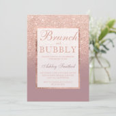 Rose gold dusty rose brunch bubbly bridal shower invitation (Standing Front)