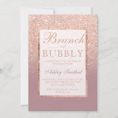 Rose gold dusty rose brunch bubbly bridal shower invitation (Front)