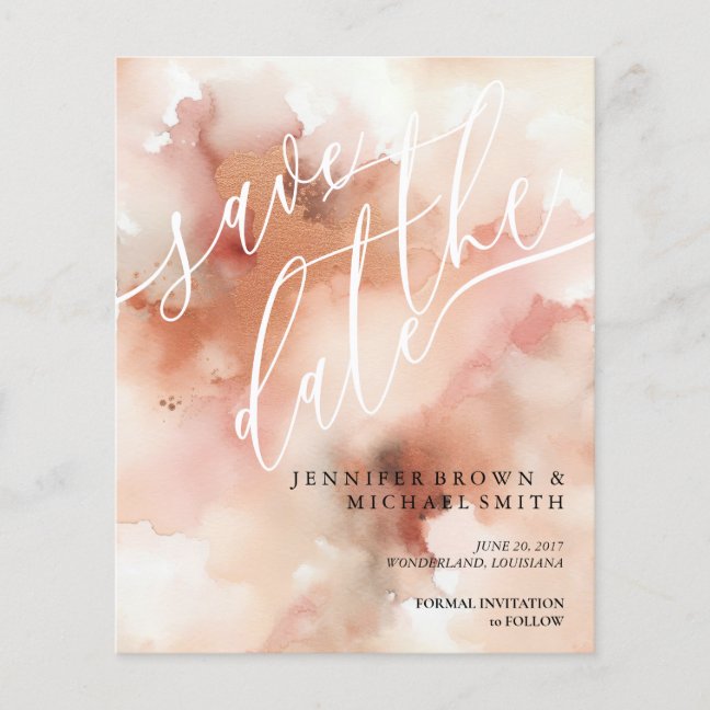 Rose Gold Earthtone Watercolor Wedding Flyer
