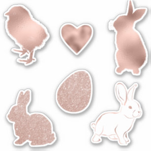 Rose Gold Easter Spring Bunny Egg Glitter Sticker
