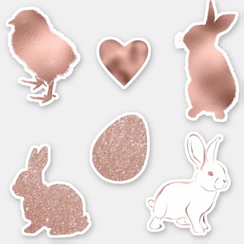 Rose Gold Easter Spring Bunny Egg Glitter Sticker
