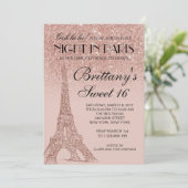 Rose Gold Eiffel Tower Paris Sweet 16 Invitation (Standing Front)