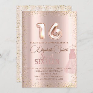 Rose gold elegance, sweet sixteen invitation