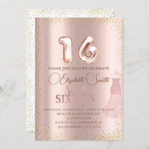 Rose gold elegance, sweet sixteen invitation