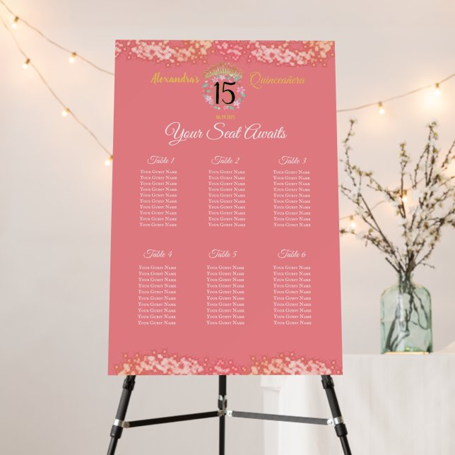 Rose Gold Elegant Boho Quinceañera Spanish Foam Board (In Situ (Stand))