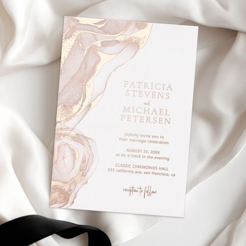 Rose gold elegant chic modern wedding foil invitation