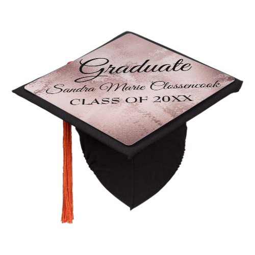 Rose gold elegant chic typography graduate  graduation cap topper