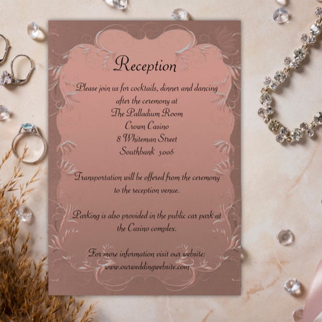 Rose Gold Elegant Damask Wedding Reception Enclosure Card (Creator Uploaded)