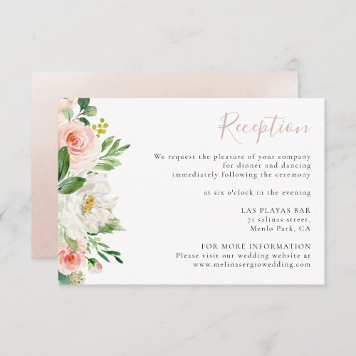 Rose Gold Elegant Fall Flowers Wedding Reception  Enclosure Card