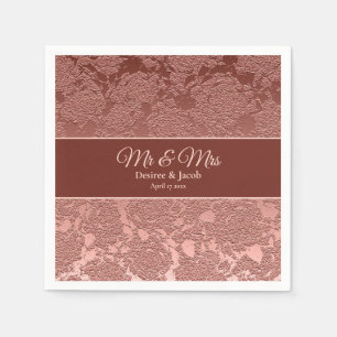 Rose Gold Elegant Floral Modern Wedding Reception Napkins