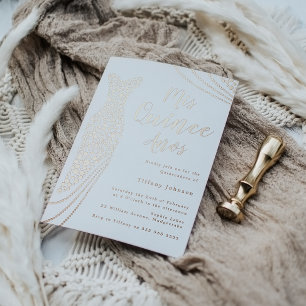 Rose Gold Elegant Foil Dress Quinceanera Invitation