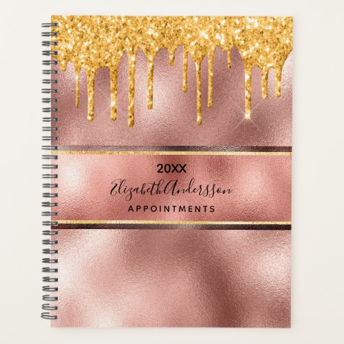 Rose gold elegant glitter monogram planner